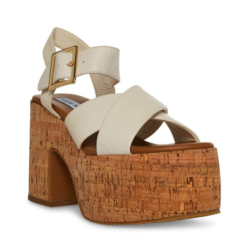 Sandalias de Plataforma Steve Madden Palmer Cuero Mujer Blancas | ES OZ1609